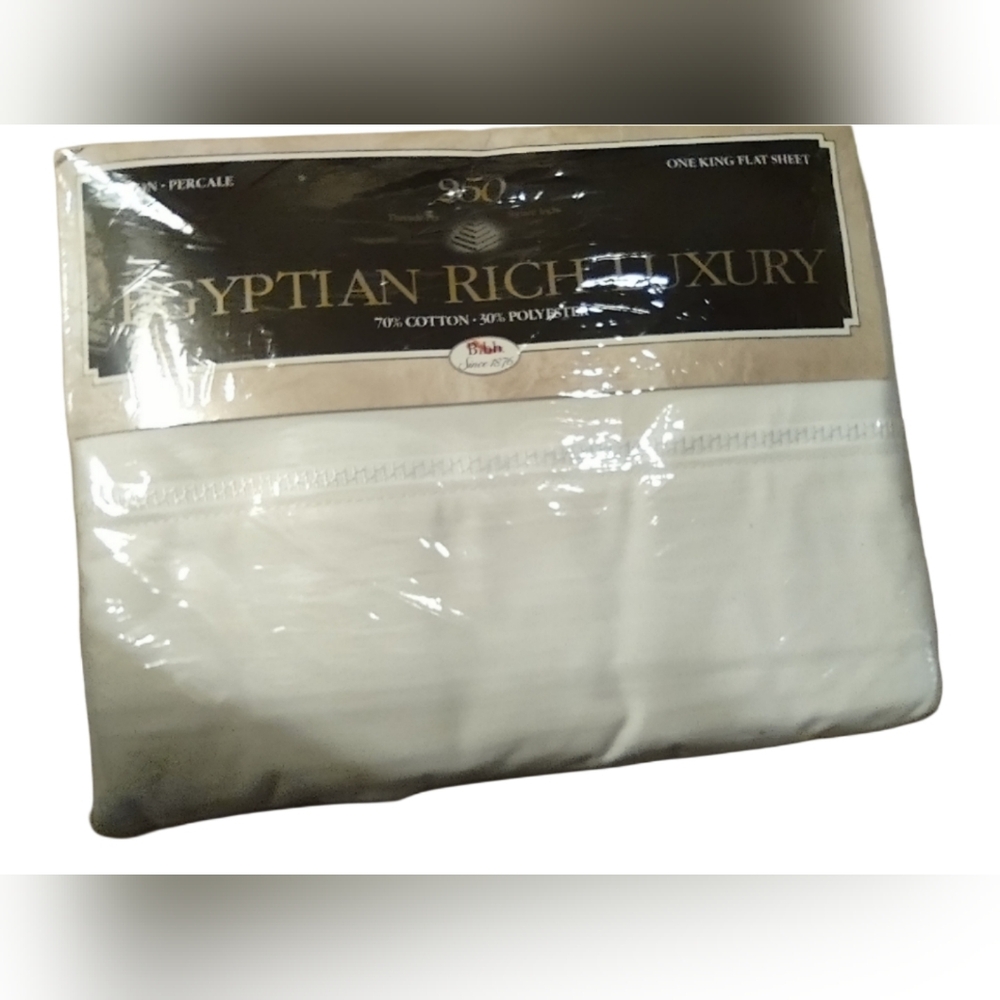 Egyptian Rich Luxury King Flat Sheet NEW In Egyptian White